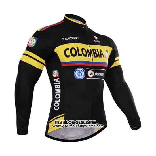 2015 Maillot Ciclismo La colombie Noir et Jaune Manches Longues et Cuissard